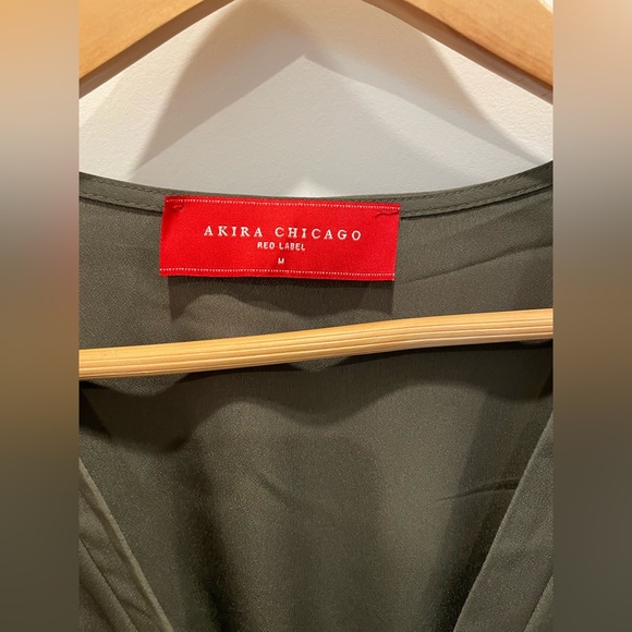 Akira Chicago Red Label Wrap Dress in Dark Green Sz M - Picture 2 of 7